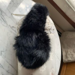 Black fox fur ear muffs